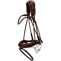 Produktbild von Dy´on Brown Cob Trense rundgenäht aus Soft Leder mit breitem Reithalfter in Braun