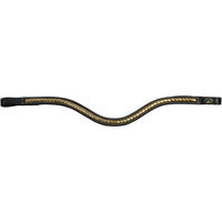 Produktbild von Dy'on Clincher V-förmiges Stirnband für Pferde aus Leder in Schwarz und Gold