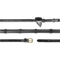 Produktbild von Dy'on D-Collection Gummizügel mit 7 Lederstegen für Warmblut Pferde Schwarz 13mm