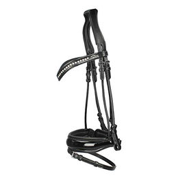 Produktbild von Dy'on Dressage Trense aus Leder rundgenäht in Schwarz Black-Black Größe Full