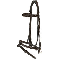 Produktbild von Dy'on Geflochtene Trainingstrense aus Leder für Warmblut in Braun
