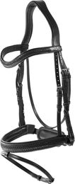 Dy'on Geflochtene Trense mit Leder-Reithalfter und Pullback in Schwarz – Bild 1 von 2