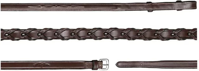 Dy'on Hunter Collection Pferdezügel aus geflochtenem Leder Braun 13mm – Bild 1 von 2