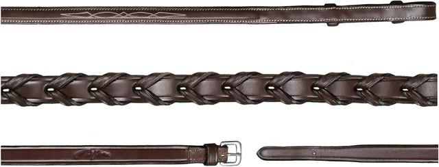 Dy'on Hunter Collection Pferdezügel aus geflochtenem Leder in Braun – Bild 1 von 2