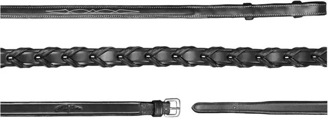 Produktbild von Dy'on Hunter Collection Pferdezügel aus geflochtenem Leder Schwarz 13mm
