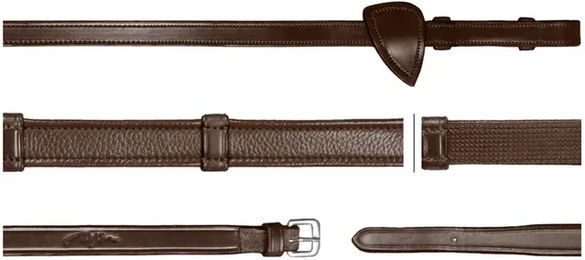 Dy'on Hunter Lederzügel aus Leder mit 7 Zügelstangen für Warmblut in Braun – Bild 1 von 3