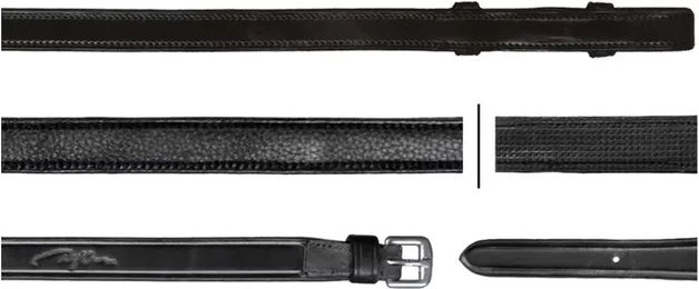 Produktbild von Dy'on Hunter Pferdezügel aus Leder in Schwarz für Vollblut