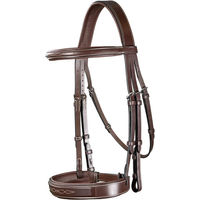 Produktbild von Dy'on Hunter Reittrense aus Leder mit breitem Nasenriemen in Braun