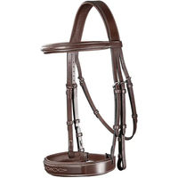 Produktbild von Dy'on Hunter Reittrense aus Leder mit breitem Nasenriemen in Braun