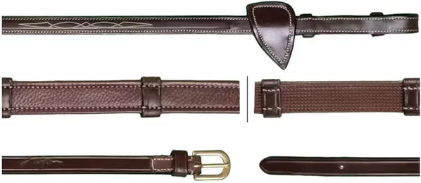 Produktbild von Dy'on Hunter Zügel für Pferde mit Leder-Schlaufen Braun 5/8 Zoll