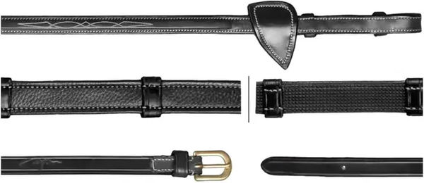 Produktbild von Dy'on Hunter Zügel für Pferde mit Leder-Schlaufen Schwarz 5/8 Zoll