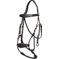 Produktbild von Dy'on Hybride Trense aus Leder mit elastischem Nasenriemen für Ponys in Schwarz
