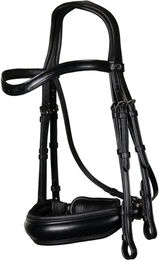 Dy'on Kandarenzaum New English Collection mit breitem schwedischem Reithalfter aus Leder Schwarz Full – Bild 1 von 1
