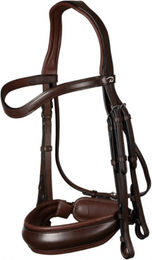 Dy'on Kandarenzaum Patent Large Crank Noseband Double Bridle aus Leder Braun Grösse XWB – Bild 1 von 1