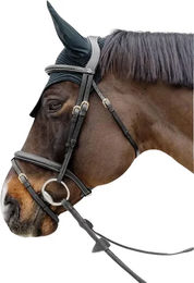 Dy'on Kombinierte geflochtene Nasenband-Trense aus Leder in Schwarz für Warmblut – Bild 1 von 2