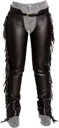 Dy'on Kunstleder-Chaps mit Fransen für Damen in Schwarz XS – Bild 1 von 2