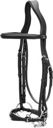 Dy'on Leder Trense mit verstellbarem hannoverschem Reithalfter Schwarz X-Full – Bild 1 von 1