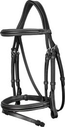 Dy'on New English Collection Anatomische Leder Trense mit Nasenriemen und kombiniertem Reithalfter für Ponys – Bild 1 von 2