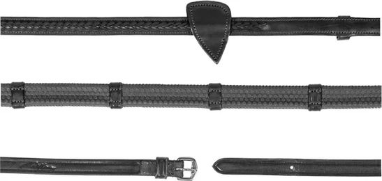 Dy'on New English Collection Gummizügel für Pferde 1/2 mit 7 Lederschlaufen und geflochtenem Finish aus Leder und Gummi – Bild 1 von 1