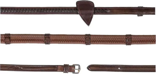 Dy'on New English Collection Gummizügel für Pferde 1/2 mit 7 Lederschlaufen und geflochtenem Finish aus Leder und Gummi – Bild 1 von 1