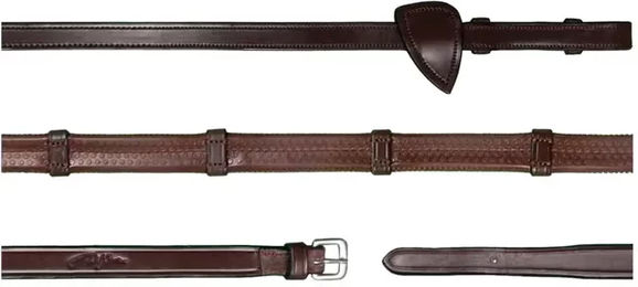 Dy'on New English Collection Gummizügel mit 7 Lederstegen in Braun – Bild 1 von 2