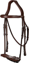 Dy'on New English Collection Leder Trense mit hannoverschem Reithalfter und verstellbarem Nasenriemen Braun – Bild 1 von 3