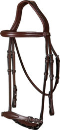 Produktbild von Dy'on New English Collection Trense aus Leder mit hannoverschem Reithalfter und verstellbarem Nasenriemen in Braun