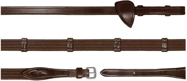 Produktbild von Dy'on Pferdezügel aus Leder und Stoff mit 9 Zügelstangen Braun XFull