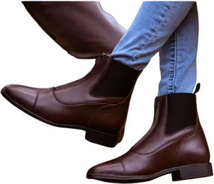 Dy'on Reitstiefel aus Leder mit Frontreißverschluss Braun Unisex Größe 42 – Bild 1 von 2