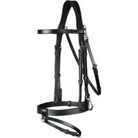 Produktbild von Dy'on Trense aus Flachleder mit Karabinern für Warmblut in Schwarz