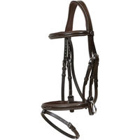 Produktbild von Dy'on Trense mit kombiniertem Reithalfter und Karabinern aus Leder für Warmblut