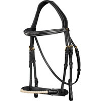 Produktbild von Dy'on Trense mit Strickreithalfter aus Leder Schwarz für Pony
