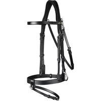 Produktbild von Dy'on Trense Working Collection aus Leder mit kombiniertem Reithalfter und Karabinern für Ponys in Schwarz