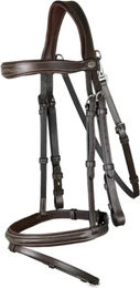 Dy'on Trense Working Collection mit kombiniertem Reithalfter und Karabinern für Warmblut in Braun – Bild 1 von 9