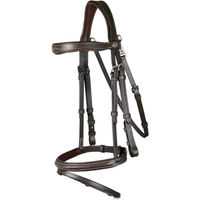 Produktbild von Dy'on Trense Working Collection mit kombiniertem Reithalfter und Karabinern für Warmblut in Braun