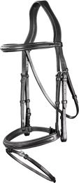 Dy'on US Jumping Collection Trense mit kombiniertem Reithalfter aus Leder für Ponys in Schwarz – Bild 1 von 1