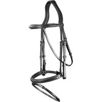 Produktbild von Dy'on US Jumping Collection Trense mit kombiniertem Reithalfter aus Leder für Ponys in Schwarz