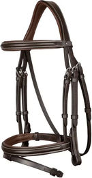 Dy'on Working Collection Classic Flash Trense mit kombiniertem Reithalfter aus Leder in Braun für Ponys – Bild 1 von 8