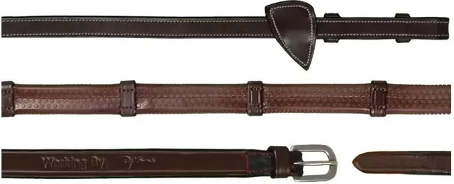 Dy'on Working Collection Gummizügel für Pferde aus Leder mit 7 Lederstoppern in Braun – Bild 1 von 2