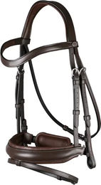 Dy'on Working Collection Kombiniertes Reithalfter mit breitem Nasenriemen aus Leder Braun Cob/VB – Bild 1 von 2