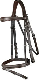 Dy'on Working Collection Trense aus Leder mit kombiniertem Reithalfter und Karabinerhaken in Braun für Vollblut – Bild 1 von 5