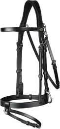 Dy'on Working Collection Trense aus Leder mit kombiniertem Reithalfter und Karabinern Schwarz Cob/VB – Bild 1 von 5
