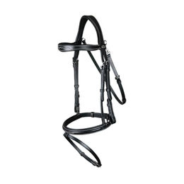 Dy'on Working Collection Trense aus Leder mit kombiniertem Reithalfter und Karabinern Schwarz Cob/VB – Bild 1 von 4
