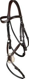 Dy'on Working Collection Trense aus Leder mit mexikanischem Reithalfter und gekreuztem Nasenriemen in Braun für Warmblut – Bild 1 von 2