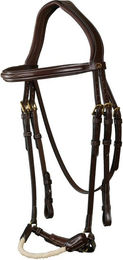 Produktbild von Dyon DCollection Rope Drop Trense Strickreithalfter aus Leder in Braun