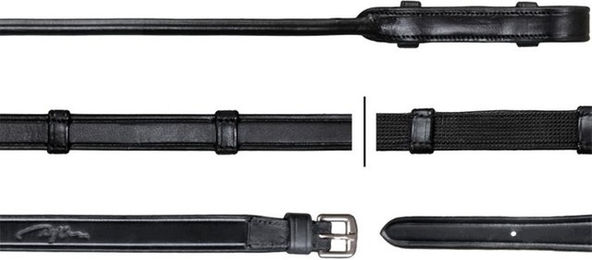 Dyon Dressurzügel aus weichem Leder mit 7 Lederstegen in Schwarz für Vollblut – Bild 1 von 1