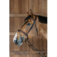 Produktbild von Dyon Geflochtene Leder Trense mit kombiniertem Reithalfter für Ponys in Braun