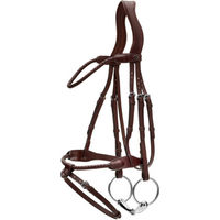 Produktbild von Dyon Geflochtene Leder Trense mit kombiniertem Reithalfter New English Schwarz XL