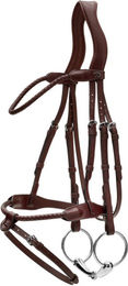 Produktbild von Dyon Geflochtene Trense mit kombiniertem Reithalfter New English aus Leder Schwarz für Pony