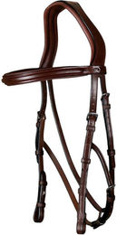 Dyon Hackamore New English Collection Pony Trense aus Leder und Metall in Braun – Bild 1 von 3